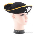 Caribbean pirate hat felt Halloween Hat Pirate Captain Hat , Black Captains Hat FC90034